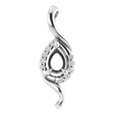 6x4mm Pear Cut Semi Mount Pendant 925 Sterling Silver Gemstone Pendant Setting