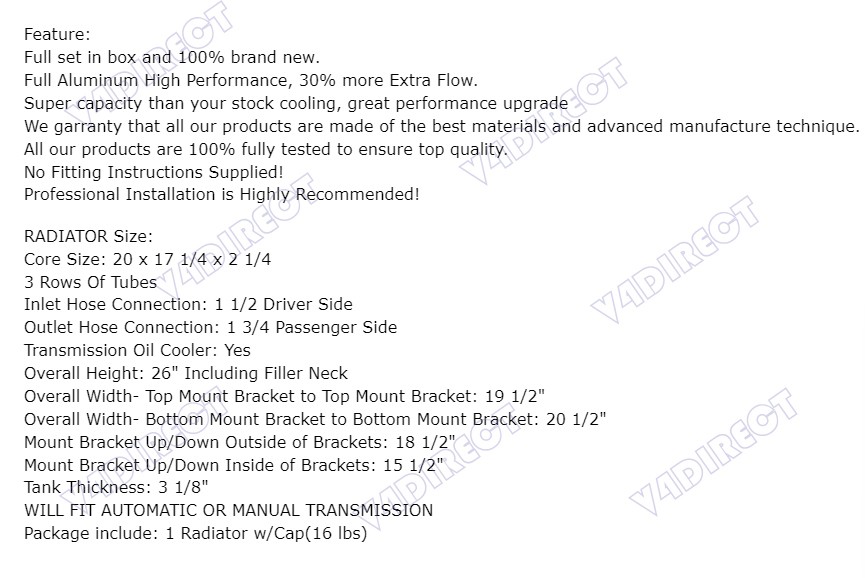 CC3132 3 Row Aluminum Radiator For 1930-1938 Ford Hi-Boy Model-A Chevy V8 Engine