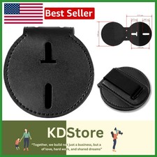 Black Cowhide Sheriff Badge Holder with Metal Clip  Chain for ID  Event Pass