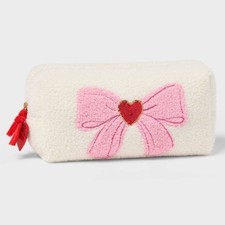 Valentine's Day Large Bow Gift Pouch Hearts Pink Red Spritz