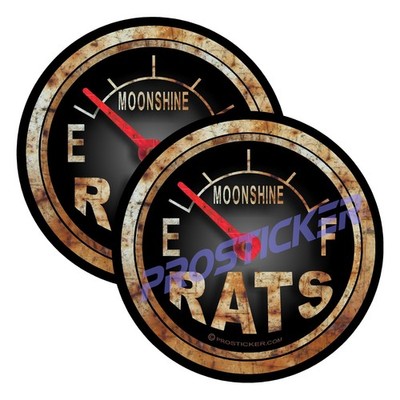 Rusty Moonshine Rate Fuel Gauge Rat Rod Decal (One) 3'' 2 Pack ProSticker 771 2PK