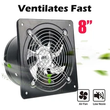 8" Exhaust Fan Ventilation Extractor Fan 110V Wall-Mounted Blower Duct Fan BK