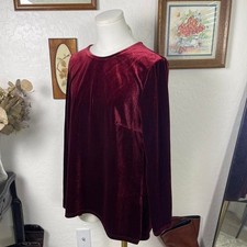 Vintage Burgundy Velvet Long Sleeve Top