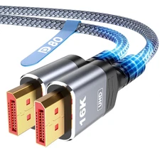 Highwings 80Gbps Displayport Cable 2.1 6.6FT, 16K@60Hz, 8K@120Hz, 4K@240Hz, DP 2