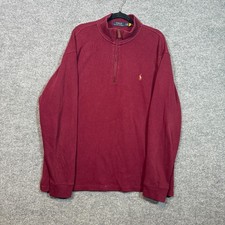 Polo Ralph Lauren Sweater Mens Large Tall Burgundy 1/4 Zip Pullover Flesh Pony
