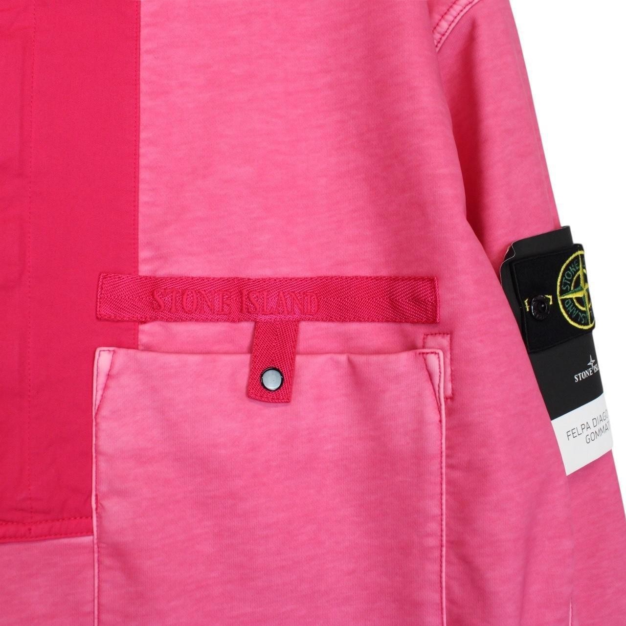 Stone Island SS 2022 Pink Felpa Diagonale Gommata 1/4 Zip Smock Jacket image 4
