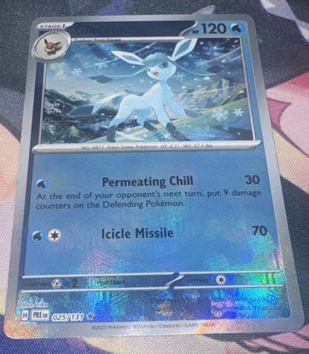 Pokemon TCG Glaceon 025/131 Prismatic Evolutions Poke Ball Reverse Holo Chk Dsc