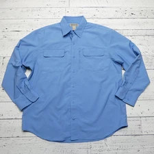 Duluth Trading Co Shirt Mens Large Blue Performance Long Sleeve Fishing Vented