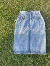 Vintage 80/90s Gitano Express Acid  Wash Denim Mini Skirt Size 12