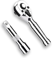 Stubby Ratchet Set- 38 Drive Handle With A Extension Bars Silver