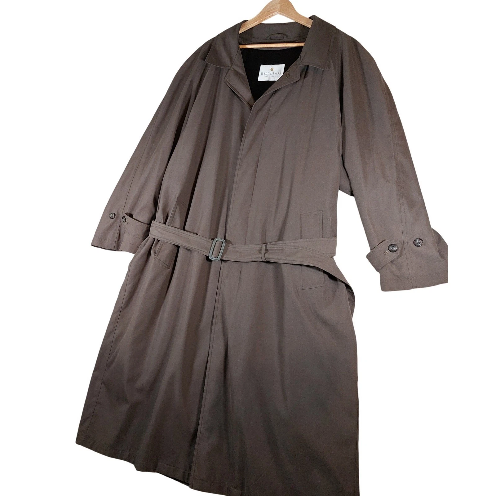 Bill Blass Vintage 90s Trench Coat Men 48 Reg Belted Zip Out Liner Rain Overcoat image 2
