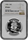 1955 50C Proof Silver Franklin Half Dollar NGC Graded PF 66 Star in New Holder