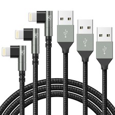 90 Degree iPhone Charger 6FT Apple MFi Certified 3Pack Lightning Cable