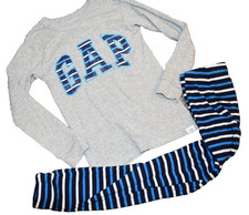 k4 WOW BABY GAP 5T Logo Striped Shirt Pants Snug Pajamas Set