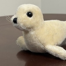 VTG Dakin Seal Pup Beige Cream 5" Mini Plush Stuffed Wool Pile - SOLD AS IS