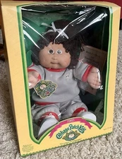 MINT Vintage 1985 Cabbage Patch Kids Sporty Girl Doll, Brown Hair Eyes Sweatsuit