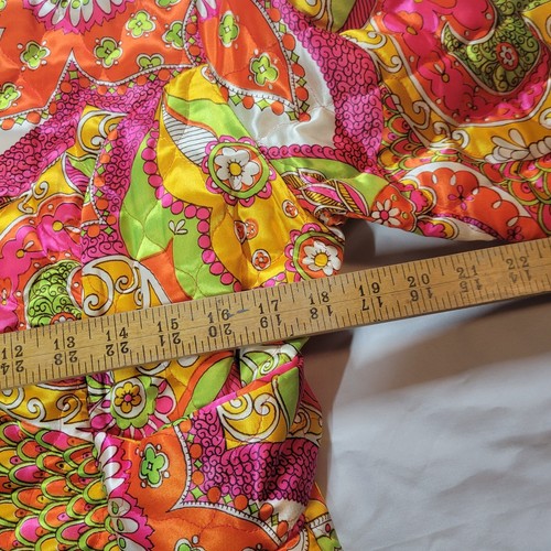 Vintage 1960er Funky Psychedelic Paisley Hausmantel voller Morgenmantel gesteppt tailliert Größe 16 - Bild 6 von 9