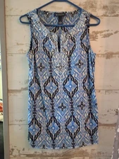 INC International Concepts blue design sleeveless beaded accent top size Small