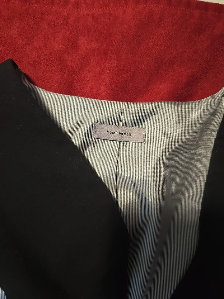 J. Ferrar Vest Mens Medium Slim Fit Black V-Neck Button Sleeveless - Image 3 of 4