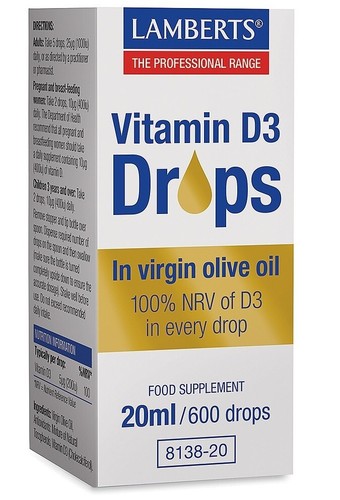 Lamberts Vitamin D3 Drops 20ml. BBE 04/2027