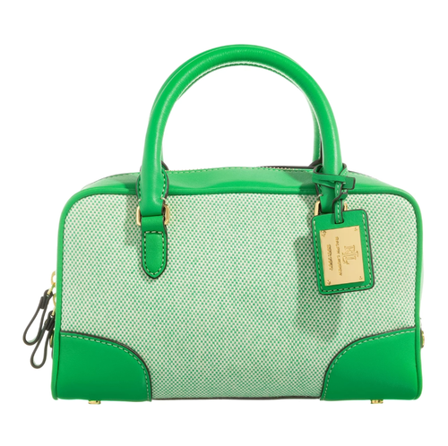 Lauren Ralph Lauren Women Natural Green Canvas/Leather Small Emerie Satchel NWT