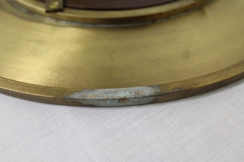 Vintage 15" Round Mirror 3.5" Brushed Brass Rim - Picture 12 of 12