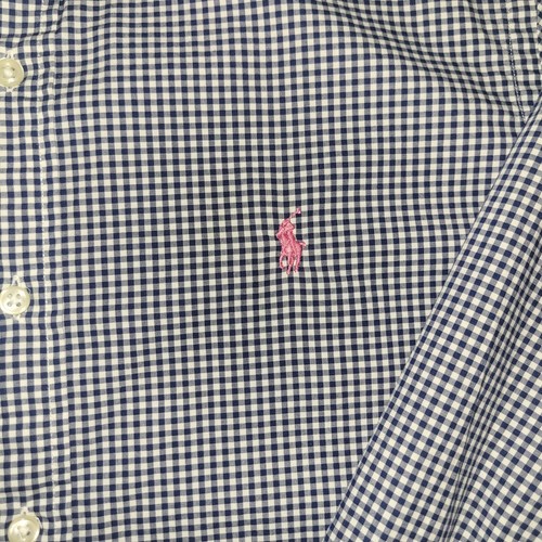 Ralph Lauren Hemd Herren L Blau Weiß Button Down LS Gingham Pink Pony - Bild 6 von 24