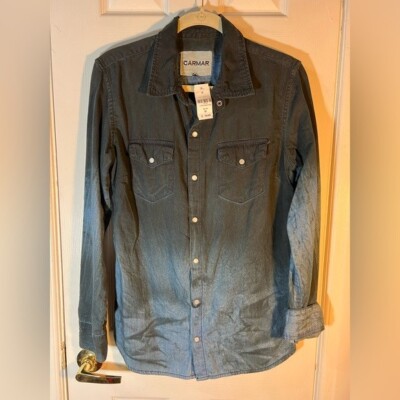 LF Carmar long sleeve snap down dip dye denim shirt NWT $178