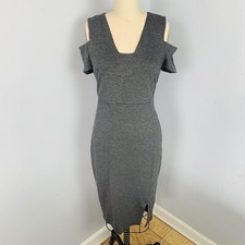 Express Dress Womens Size 4 Gray Cold Shoulder Career Dress Stretch