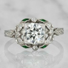 1.60CT Round Simulated Sapphire  Emerald Women's Engagement Ring In 935 Silver