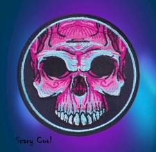 New Skull Color Iron On Horror Embroidered Gothic Motorcycle Biker Patch