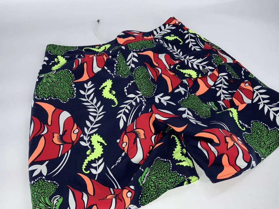 Pantalones Cortos de Natación RLX Ralph Lauren Talla 32 Diseño de Peces Poli Forrados YGI C3-73 Foto 3 de 4