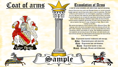 Degennes-Mcgenney COAT OF ARMS HERALDRY BLAZONRY PRINT
