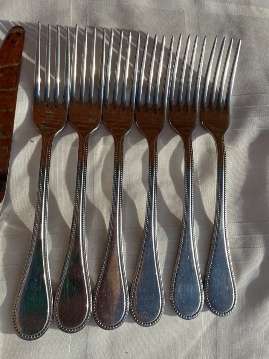 Christofle Hotel France Perle Lot of 6 Knives and 6 Dinner Forks