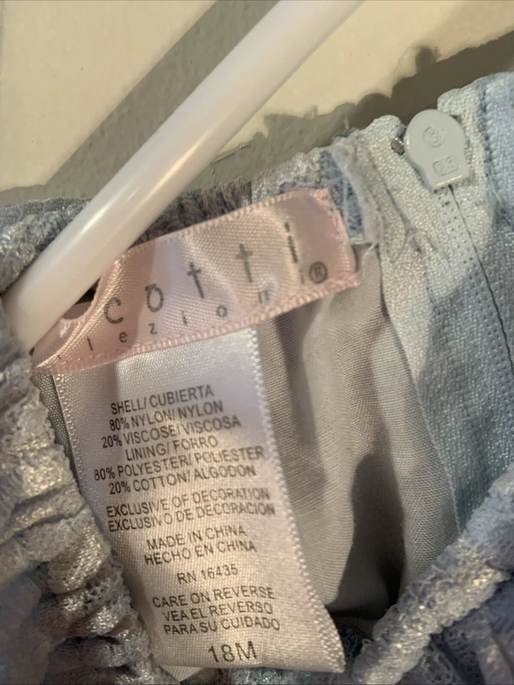 Vestido de Fiesta Floral de Encaje Azul y Gasa Rosa Colección Biscotti para Niña 18M Foto 3 de 4