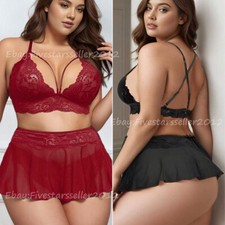 Plus Size Sexy Lingerie Set for Women Naughty Strap Bra Panty Lingerie Babydoll