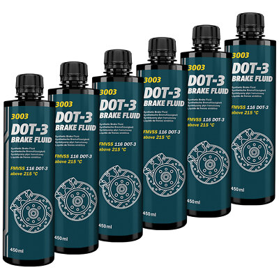 MANNOL Bremsflüssigkeit DOT3 SAE J1703 Brems Bremsen Flüssigkeit DOT 3 6x 450 ml
