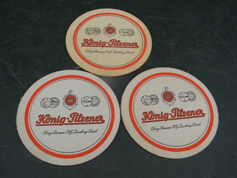 2 different Vintage Konig-Pilsener  Coaster Beer Mats Germany