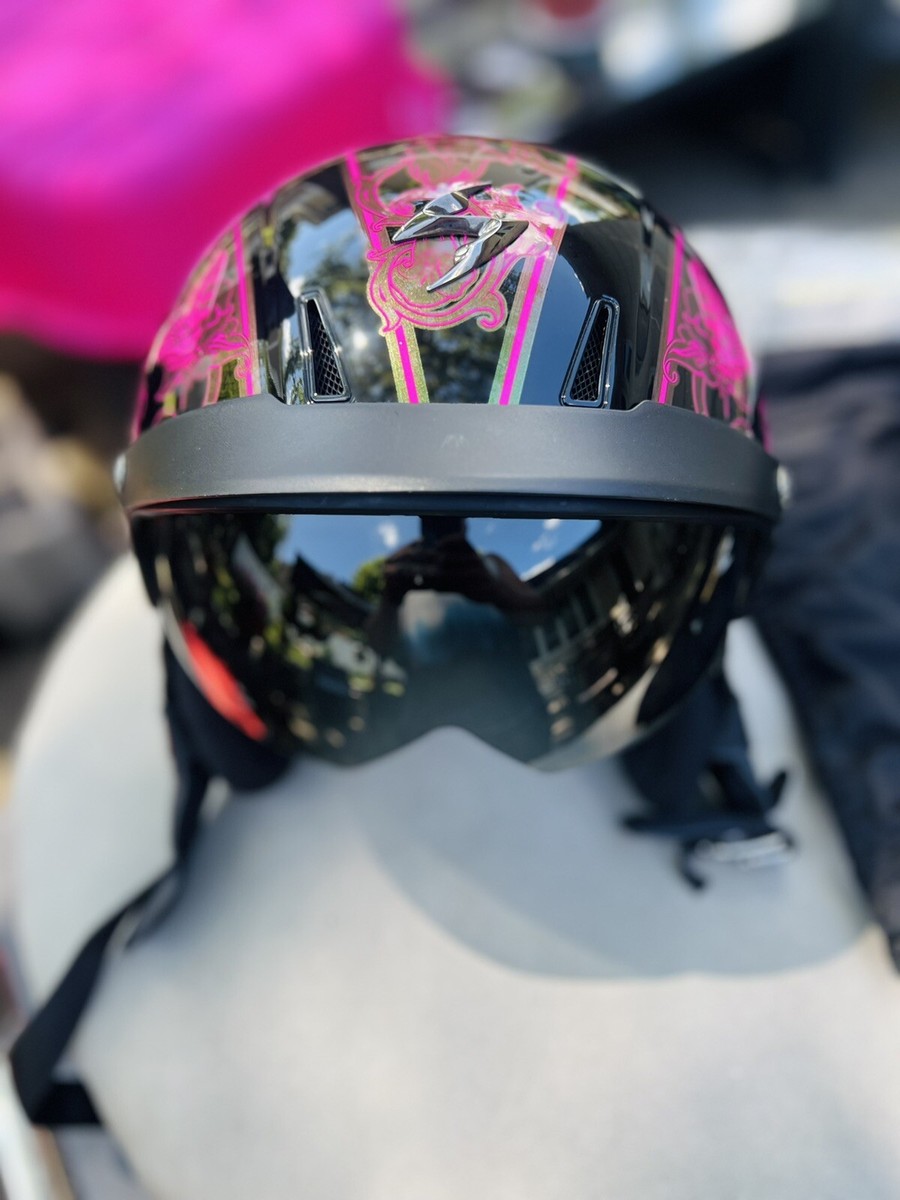 pink mens small scorpion helmets Scorpion EXO-C110 Mariposa Half Helmet Pink SizeLarge C11-2327  Butterfly/Flutter