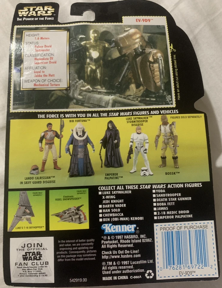 1997 Kenner Star Wars Power of the Force 2 EV-9D9 W/ Datapad Action Figure NOS - Image 2 of 2