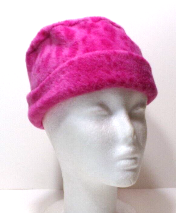 CHILD SIZE PINK POLAR FLEECE ROLL BRIM WINTER HAT STRETCHY h88cr