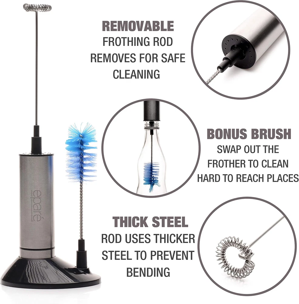 Milk Frother - Handheld Electric Wand Mixer - Mini Battery Operated Hand Immersi