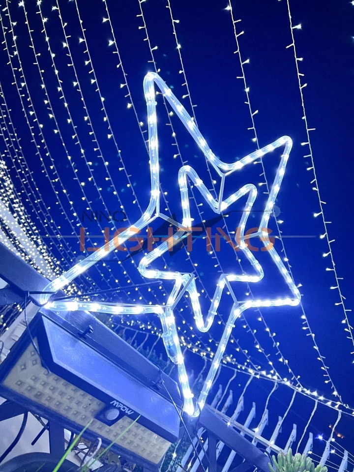 STELLA LUMINOSA DI NATALE 90 LED GRANDE 50X50CM DA ESTERNO LUCE BIANCA 8 GIOCHI - Image 3 of 4