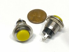 2 Pieces Yellow small N/O Momentary 12mm push button Switch round 12v on off G23