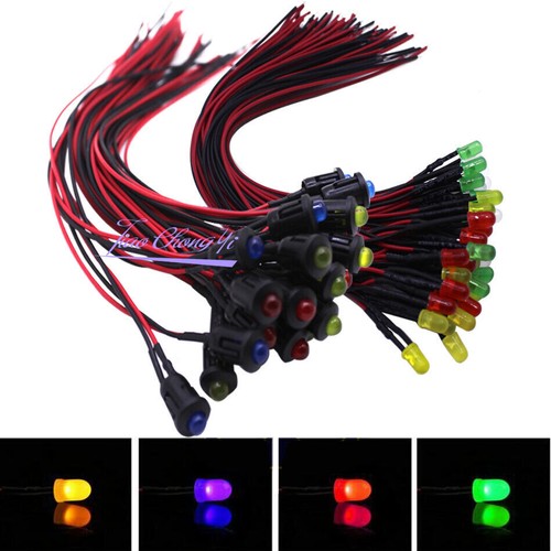 DC12-24V 5mm diodi emettitori di luce LED diffusi pre-cablati rosso verde blu bianco - Foto 1 di 9