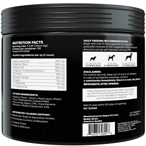 Natural Calming Chews for Dogs with Hemp Oil and Valerian Root (Peanut Butter - Picture 7 of 7