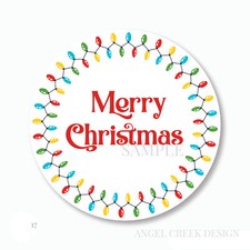 30 Merry Christmas Lights Scrapbook Stickers 1.5" Envelope Seals Labels Favors