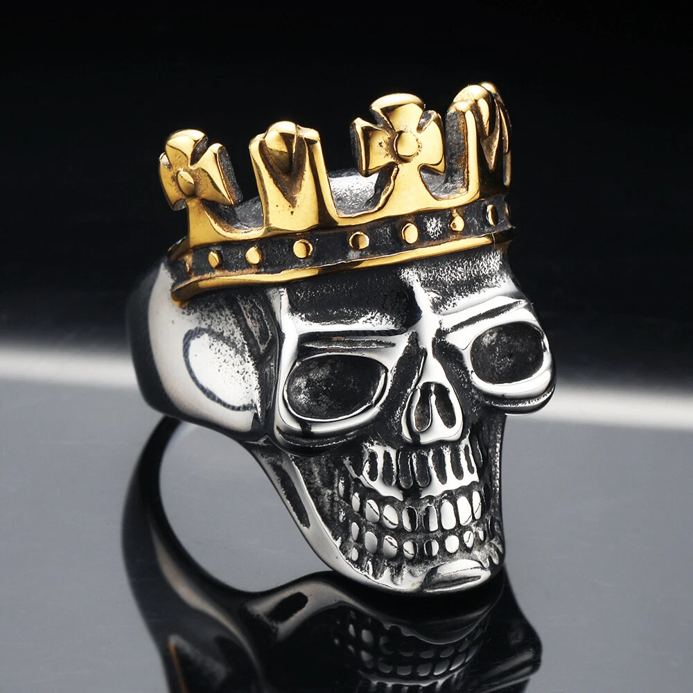 Buy King Crown Skull Ring, Skull With Stone Crown, Men Silver Jewelry, Cool  Ring, Skull Men Ring, Gothic Ring for Men, 3D Oxidized Skull Ring Online in  India - Etsy