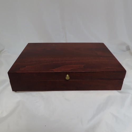 Vintage Anlaufgeschützt Holz Silberbesteck Besteck Holz Aufbewahrungstruhe Box 71 - Bild 4 von 9