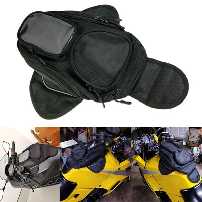 Black Waterproof Magnetic Motorcycle Motorbike Oil Fuel Tank Bag Saddlebag New